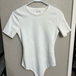 GOOD AMERICAN ‼️ white scuba stretch-jersey thong bodysuit